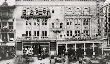 old photograph of the front of the Grand Theater